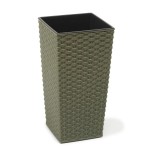 Doniczka Finezja ECO 300x300 rattan zielona Lamela 30cm z wkładem